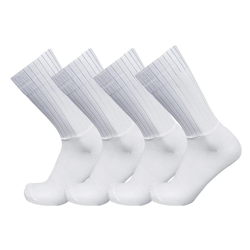 Meias de ciclismo feitas de puro silicone, esportes, antiderrapante, pro racing, bicicleta, legal, para o verão, 4 pares/set