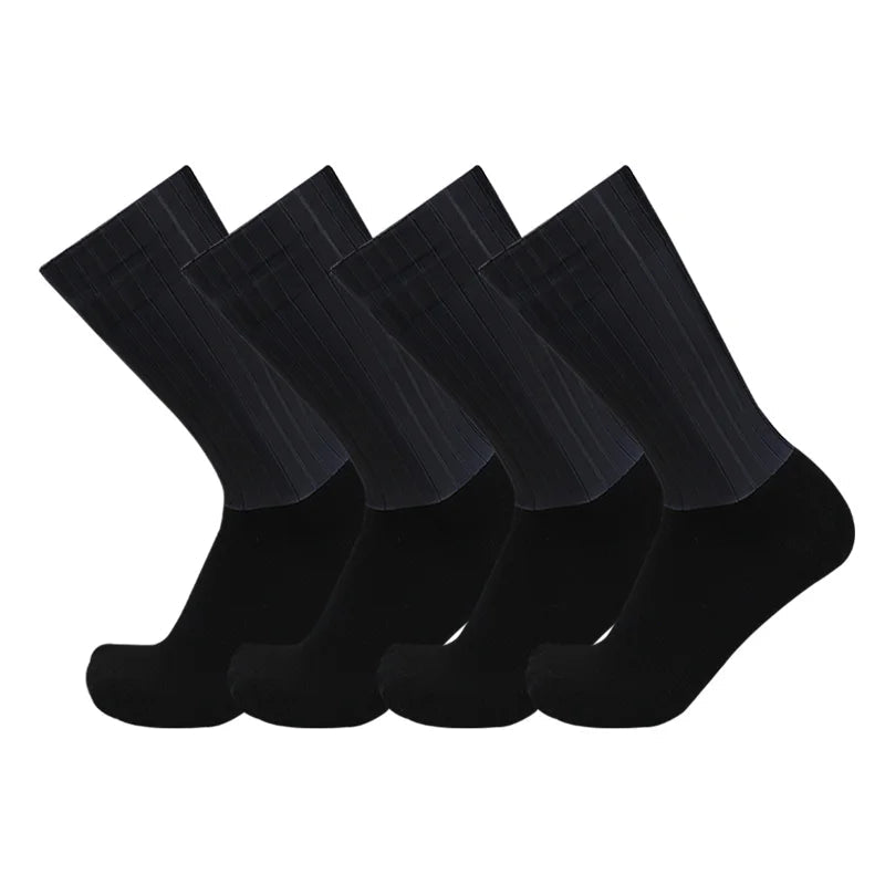 Meias de ciclismo feitas de puro silicone, esportes, antiderrapante, pro racing, bicicleta, legal, para o verão, 4 pares/set