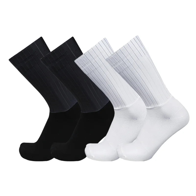 Meias de ciclismo feitas de puro silicone, esportes, antiderrapante, pro racing, bicicleta, legal, para o verão, 4 pares/set